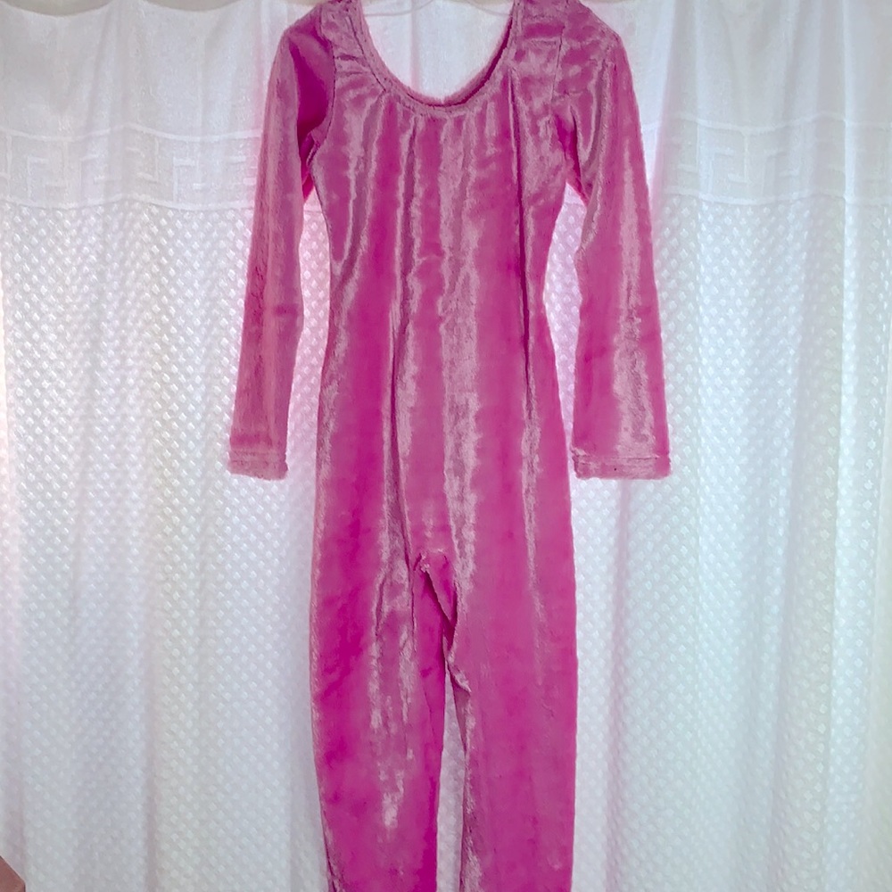 Pink Velvety Bodysuit Jumpsuit Girls Size 8 - 10